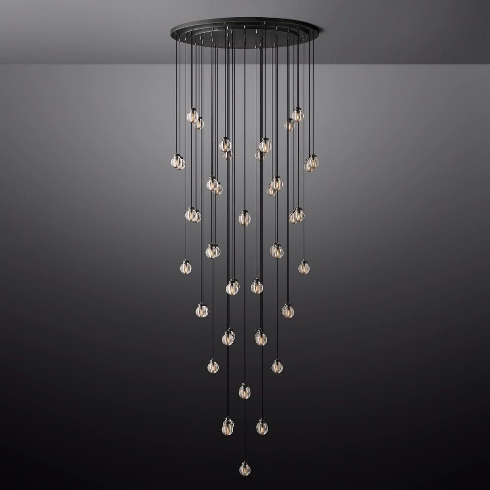 Pearl Carved Inciso Round Chandelier 60"