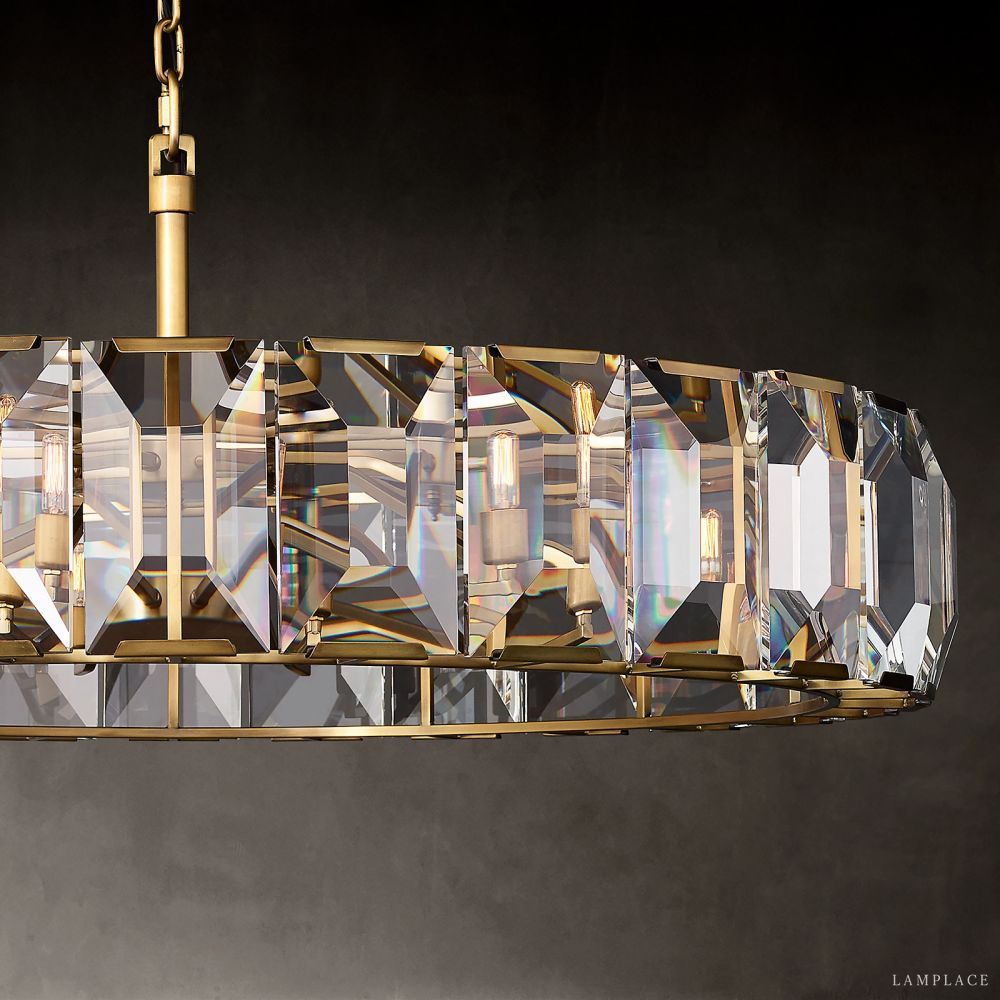 Harlow Faceted Crystal Round Chandelier 43"