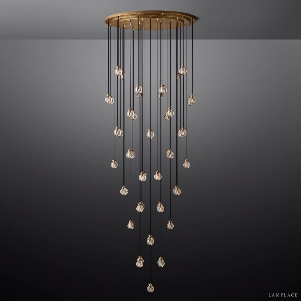 Pearl Carved Inciso Round Chandelier 60"