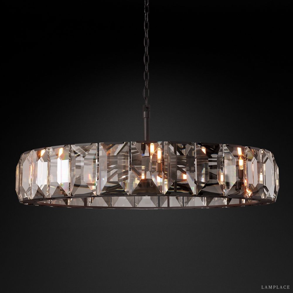 Harlow Faceted Crystal Round Chandelier 60"