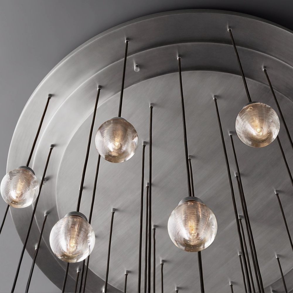 Pearl Carved Inciso Round Chandelier 60"