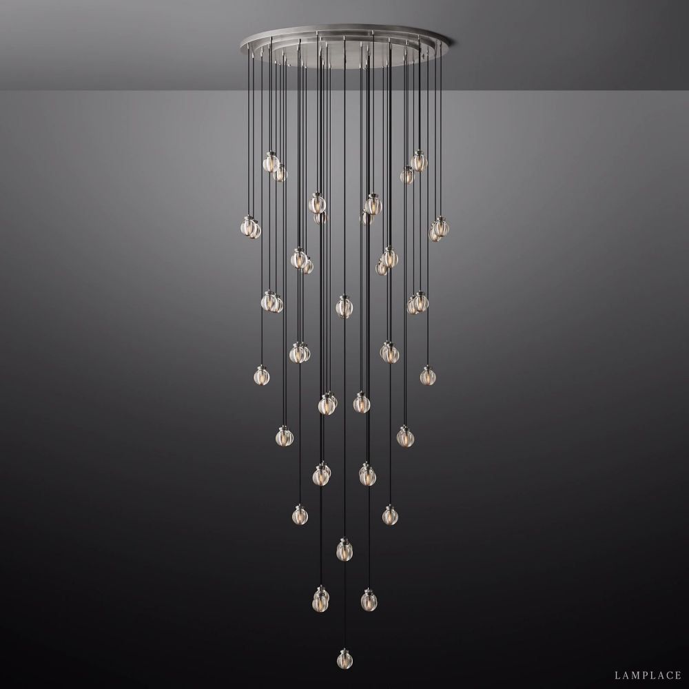Pearl Carved Inciso Round Chandelier 60"