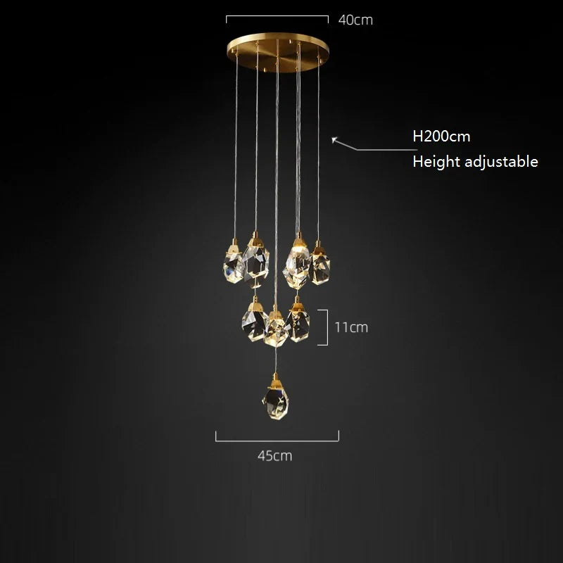 Angle Faceted Crystal Multi-Lights Round Chandelier