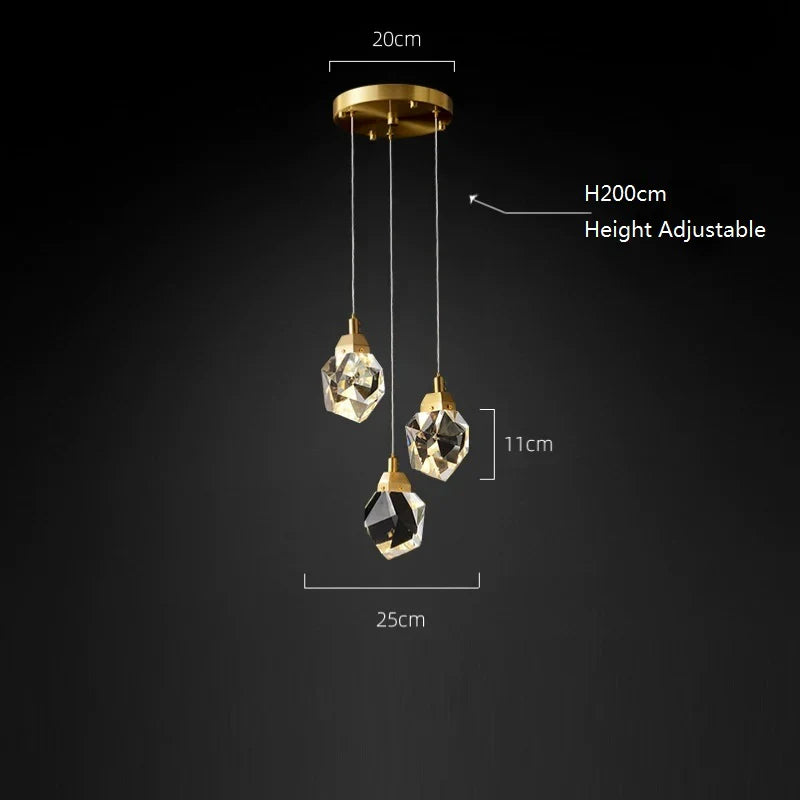 Angle Faceted Crystal Multi-Lights Round Chandelier