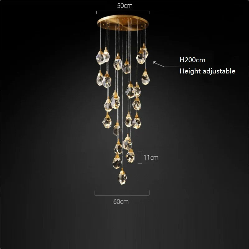 Angle Faceted Crystal Multi-Lights Round Chandelier