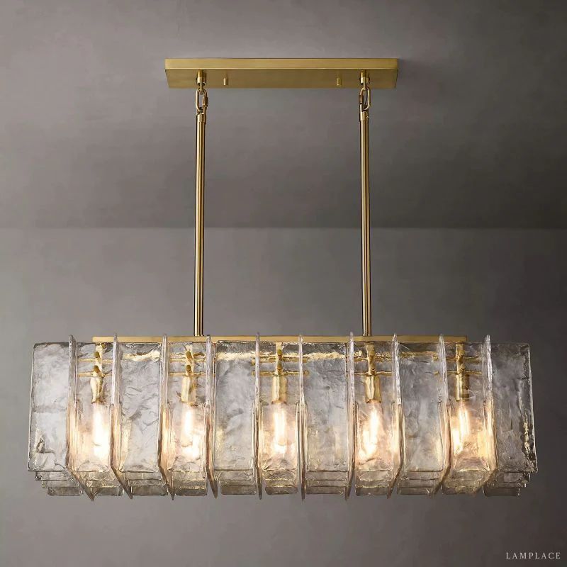 Lattice Module Glass Rectangular Chandelier 49"