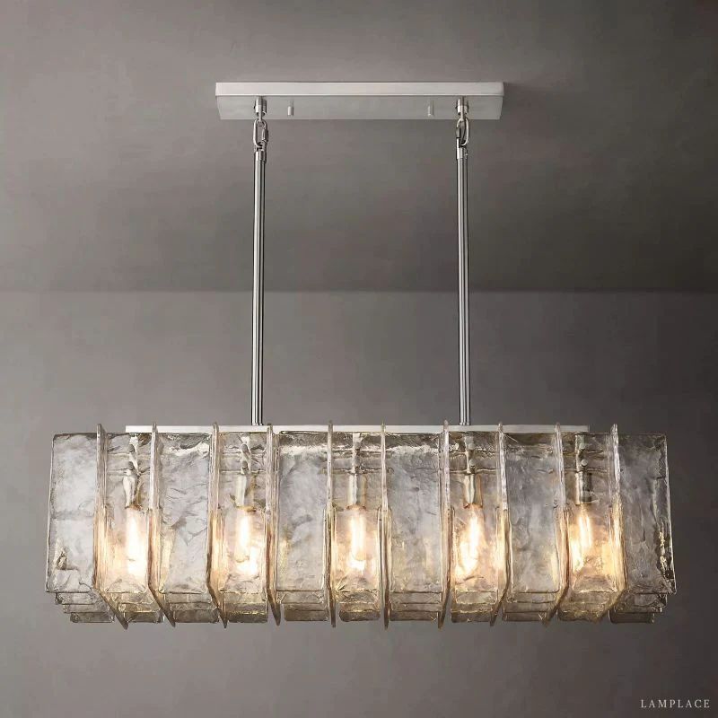 Lattice Module Glass Rectangular Chandelier 49"