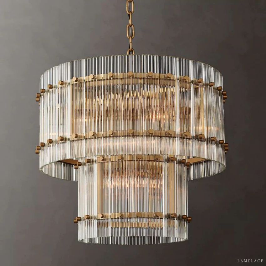 San Marco Vintage Glass Two-Tier Round Chandelier 22"
