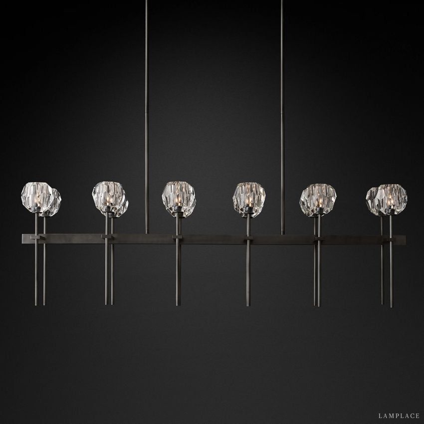 Boule De Radiant Crystal Double Linear Chandelier 60"