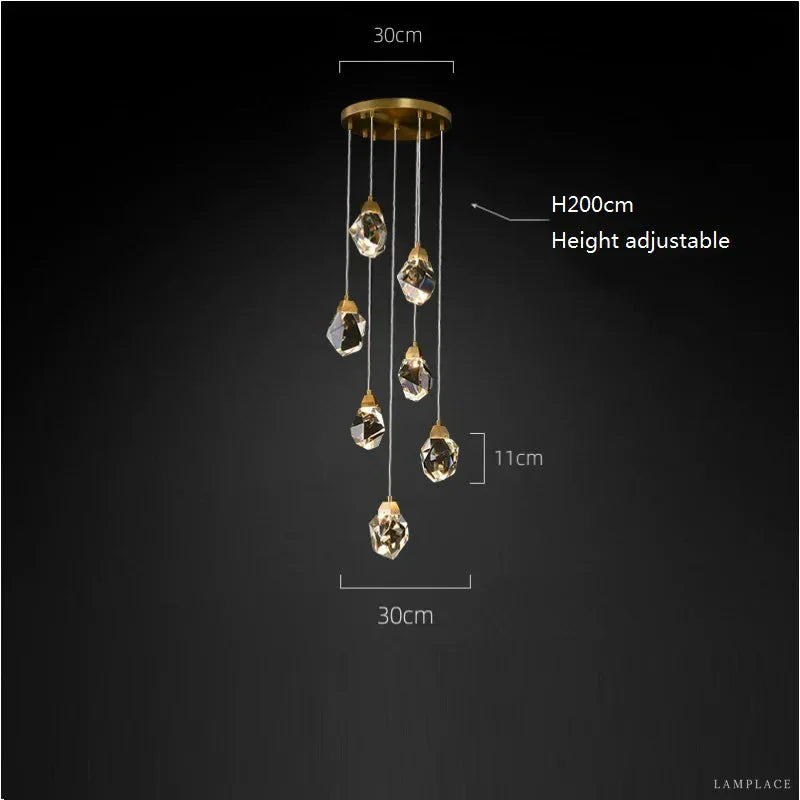 Angle Faceted Crystal Multi-Lights Round Chandelier