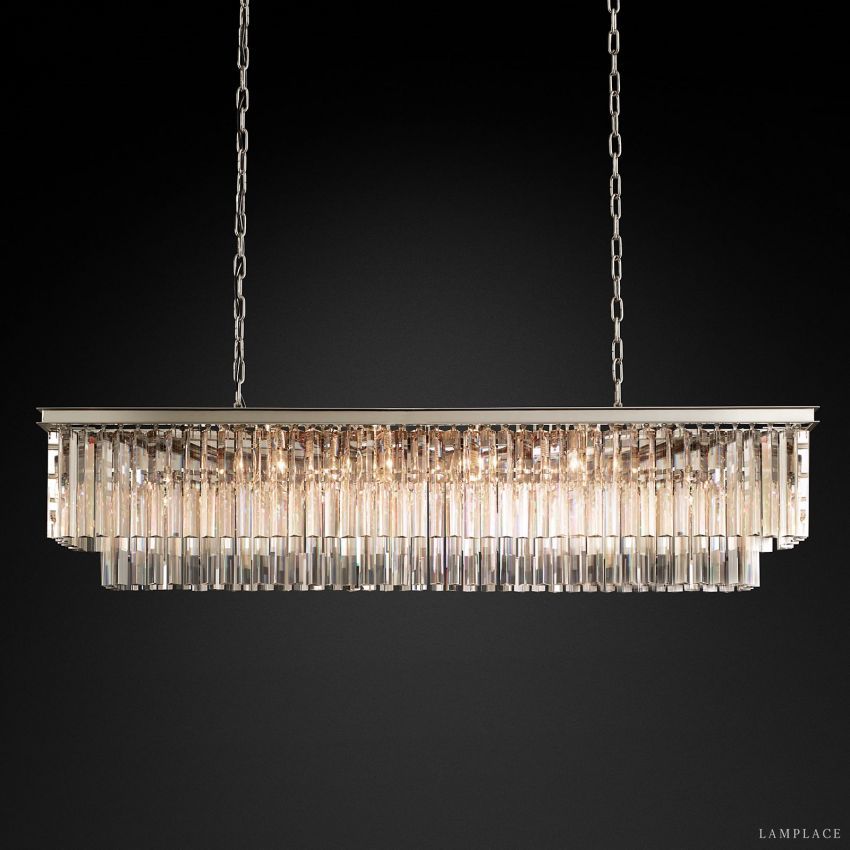 Odeon Deco Prism Rectangular Tiered Chandelier 59"