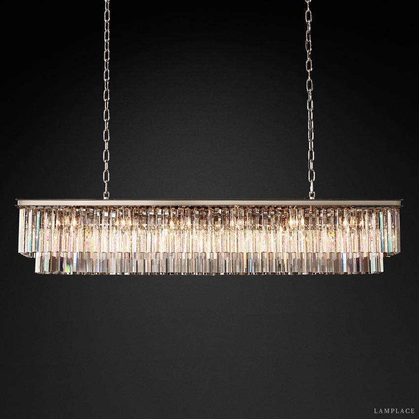 Odeon Deco Prism Rectangular Tiered Chandelier 72"