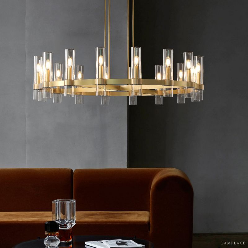 Ravelle Clear Glass Round Chandelier 36"