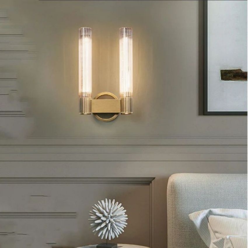 Vallon Etched Glass Double Wall Sconce