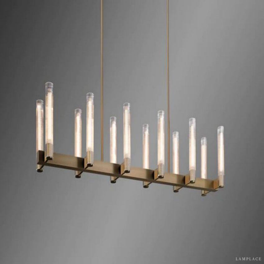 Vallon Etched Glass Linear Chandelier 60"