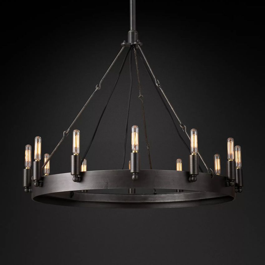 Camino Vintage Industrial Round Chandelier 26"