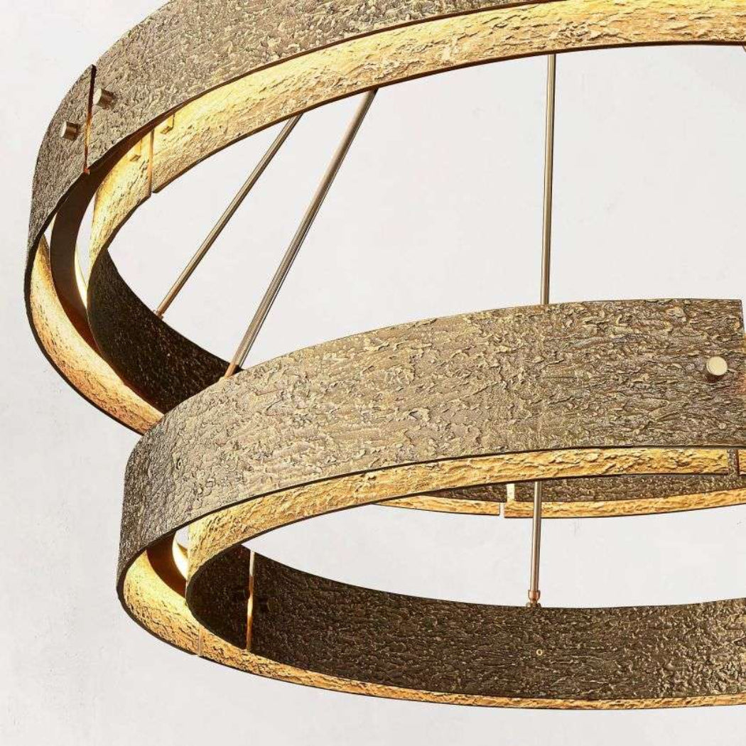 Vouvray Etched Metal Two-Tier Round Chandelier 60"
