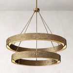 Vouvray Etched Metal Two-Tier Round Chandelier 72"