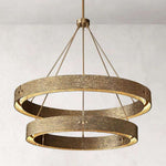 Vouvray Etched Metal Two-Tier Round Chandelier 60"