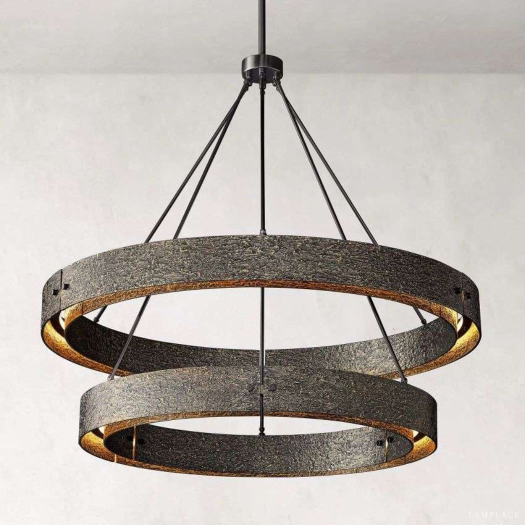 Vouvray Etched Metal Two-Tier Round Chandelier 72"