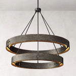 Vouvray Etched Metal Two-Tier Round Chandelier 72"