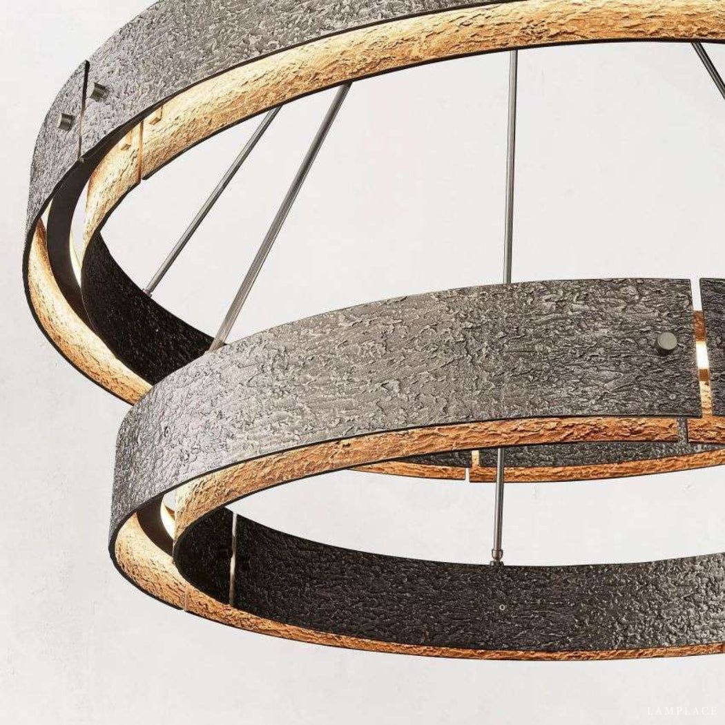 Vouvray Etched Metal Two-Tier Round Chandelier 36"