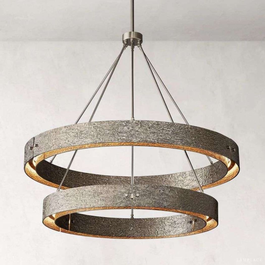 Vouvray Etched Metal Two-Tier Round Chandelier 60"