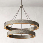 Vouvray Etched Metal Two-Tier Round Chandelier 72"