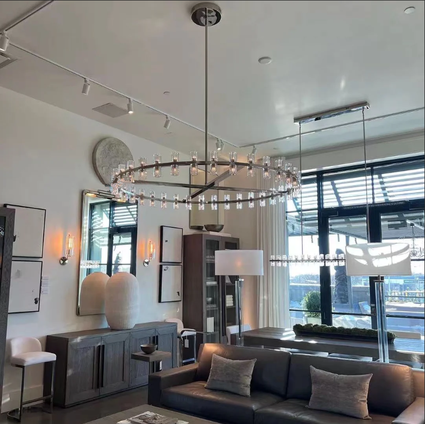 Arcachon Hexagon Crystal Round Chandelier 36"