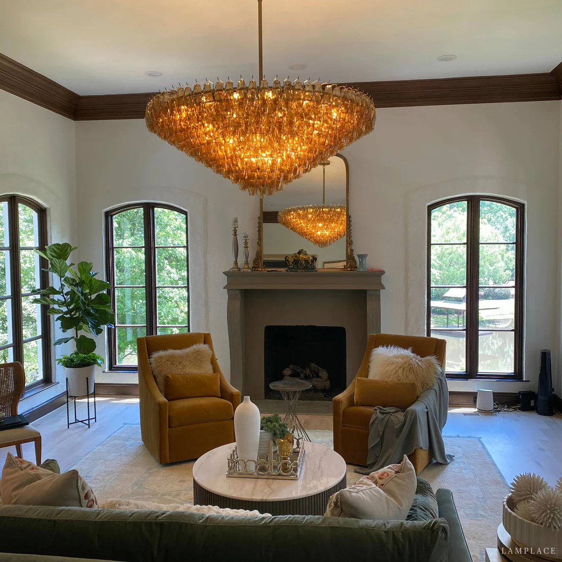 Chiara Murano Glass Tiered Round Chandelier 47"