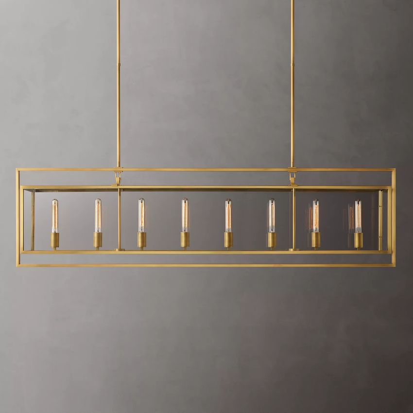 Beckman Framed Glass Rectangular Chandelier 72"