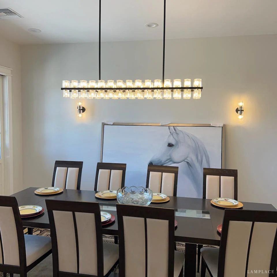 Arcachon Gear Crystal Rectangular Chandelier 54"