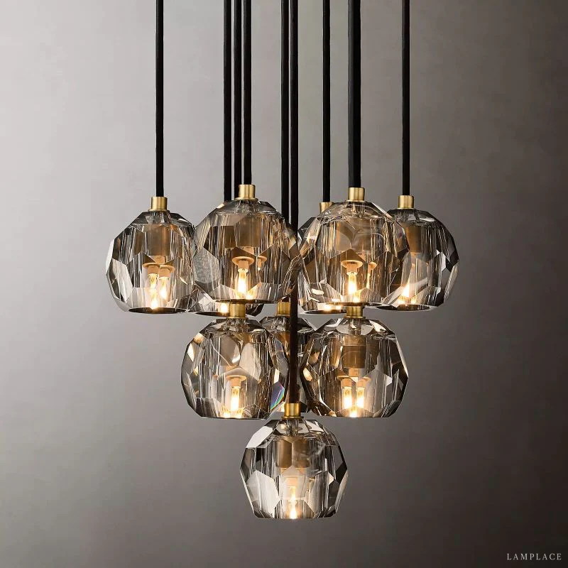 Boule De Radiant Crystal Cluster Chandelier 14"