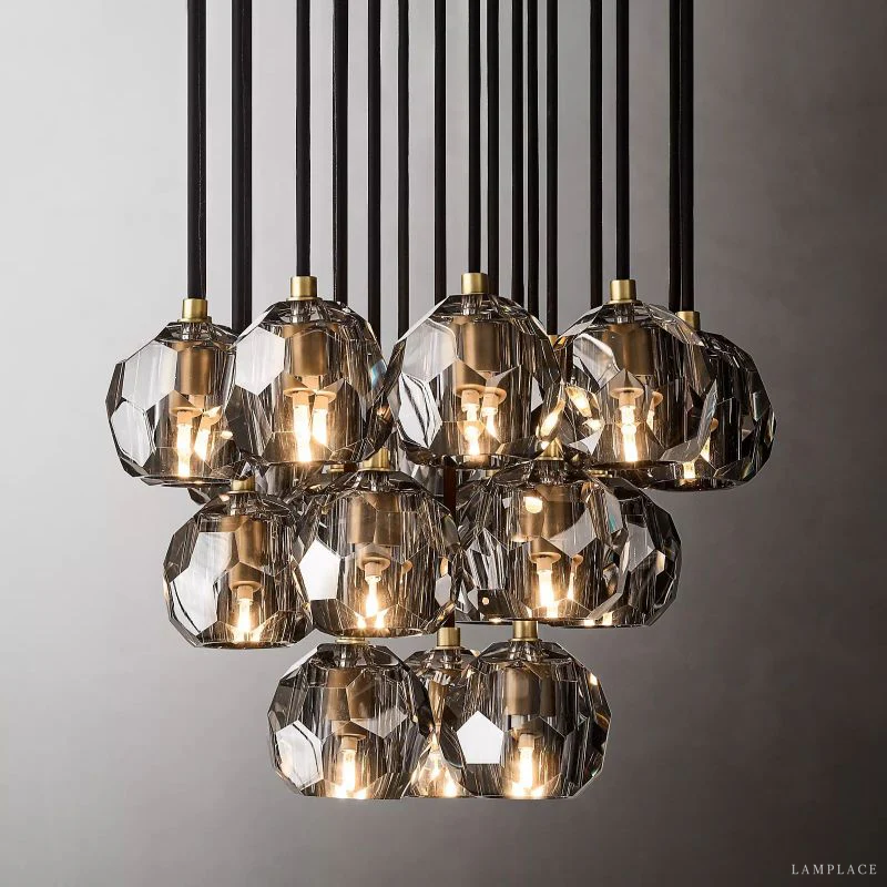 Boule De Radiant Crystal Cluster Chandelier 19"