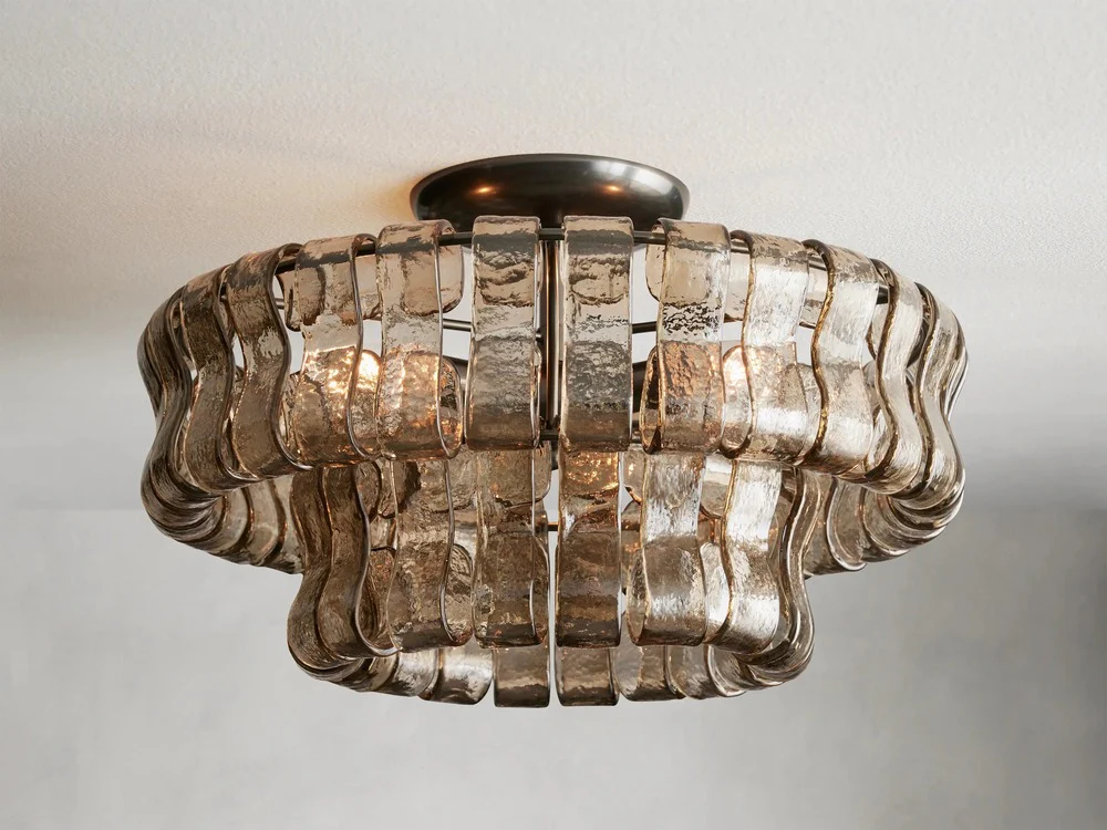 Ghiaccio Textured Glass Flush Mount