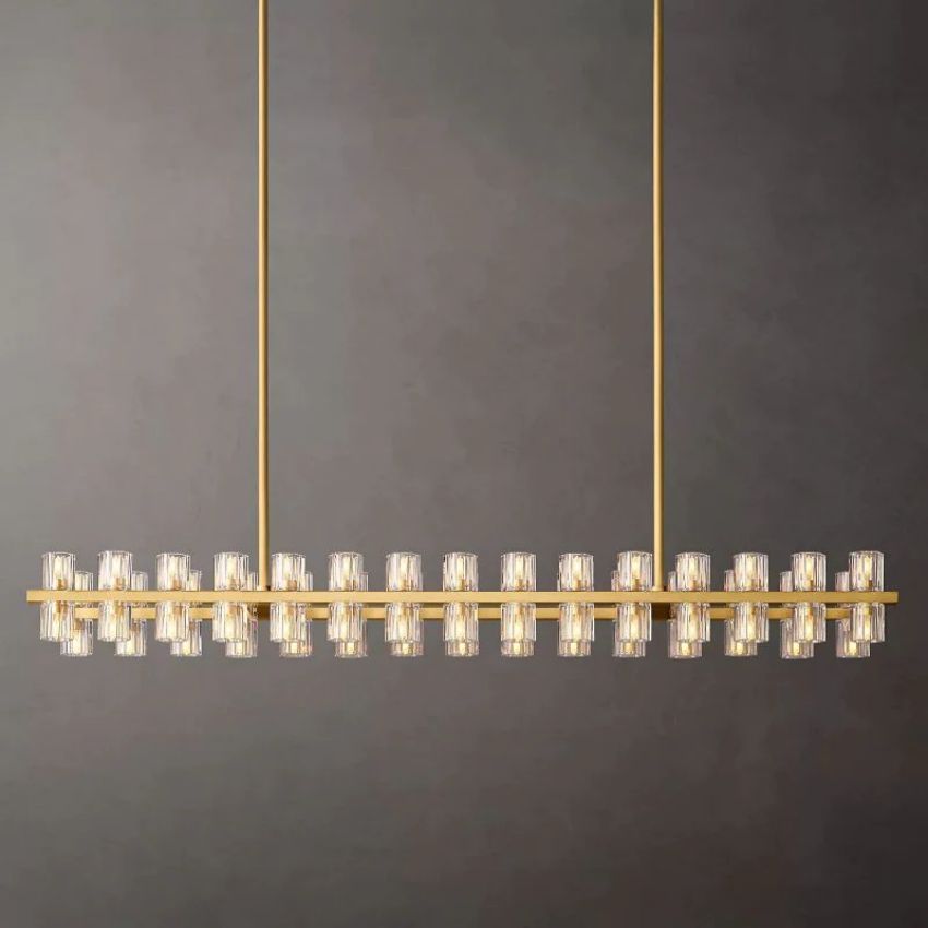 Arcachon Gear Crystal Rectangular Chandelier 54"