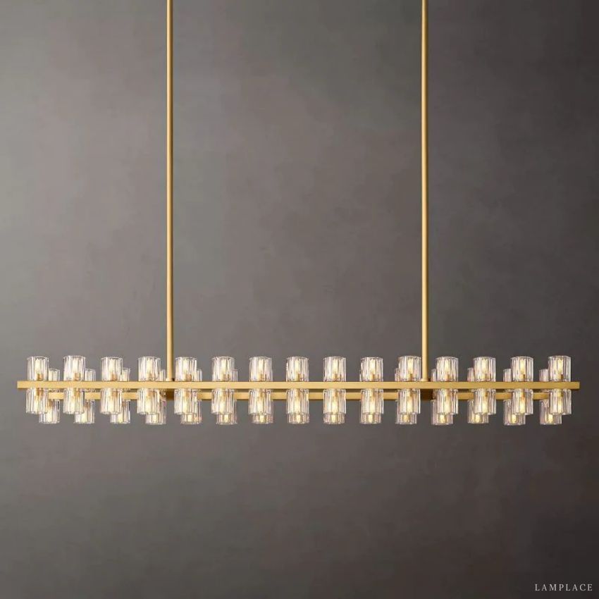Arcachon Gear Crystal Rectangular Chandelier 54"