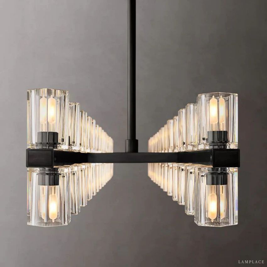 Arcachon Gear Crystal Rectangular Chandelier 72"