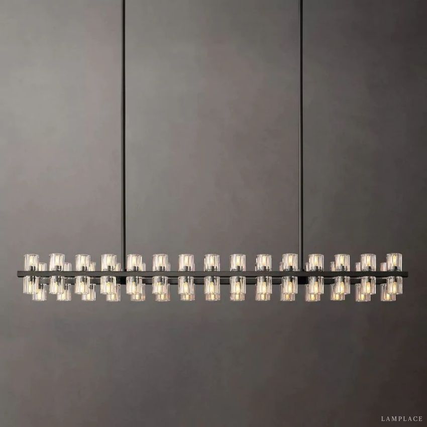 Arcachon Gear Crystal Rectangular Chandelier 54"
