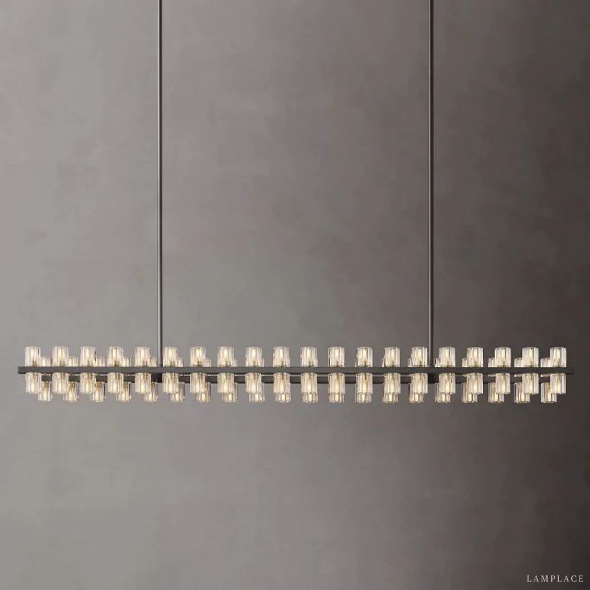 Arcachon Gear Crystal Rectangular Chandelier 72"