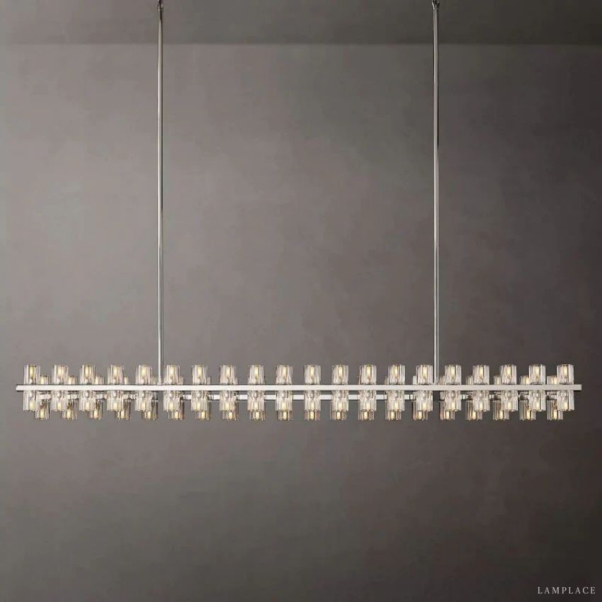 Arcachon Gear Crystal Rectangular Chandelier 72"