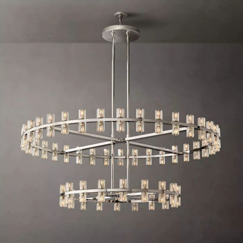 Arcachon Gear Crystal Two-Tier Round Chandelier 60"