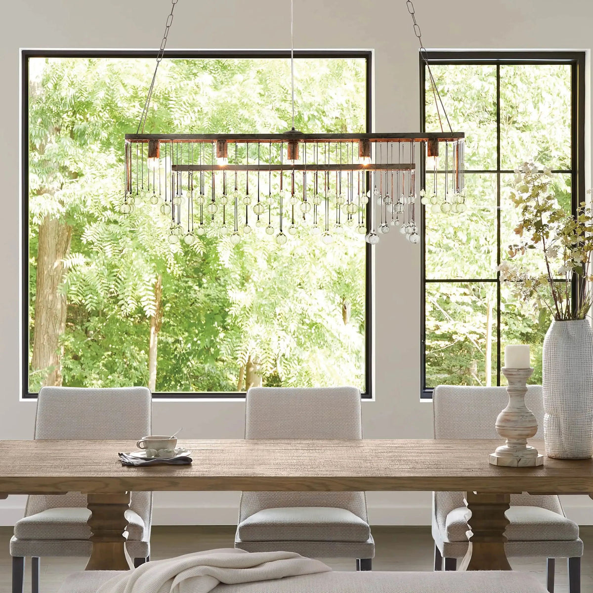 Aubrey Crystal Ball Rectangular Chandelier