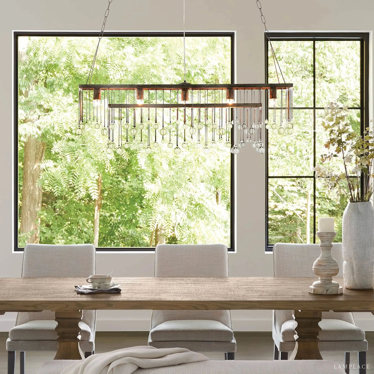 Aubrey Crystal Ball Rectangular Chandelier
