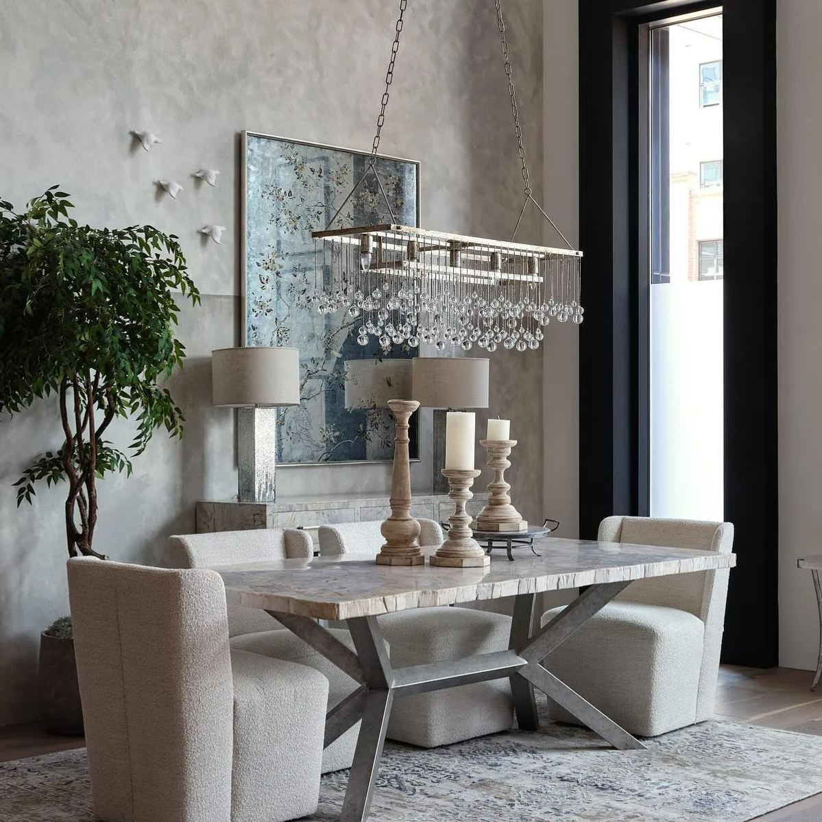 Aubrey Crystal Ball Rectangular Chandelier