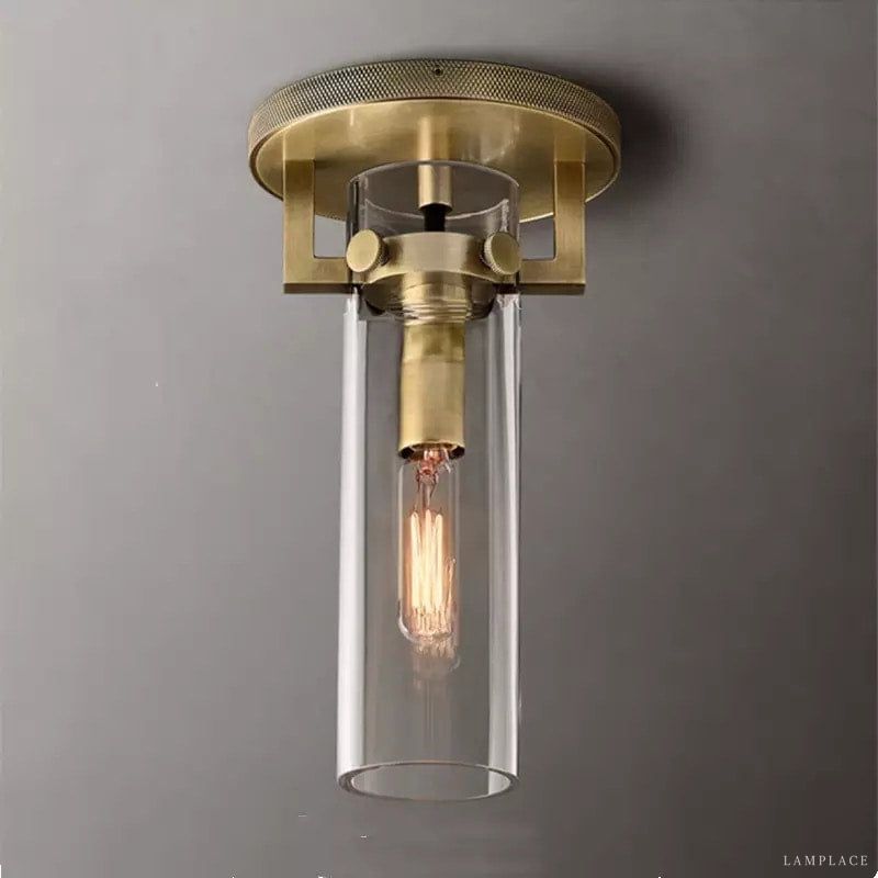 Machinist Glass Cylinder Flush Mount