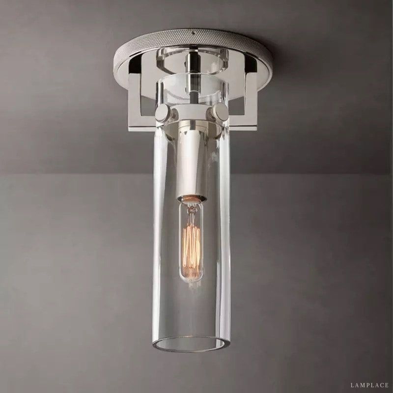 Machinist Glass Cylinder Flush Mount
