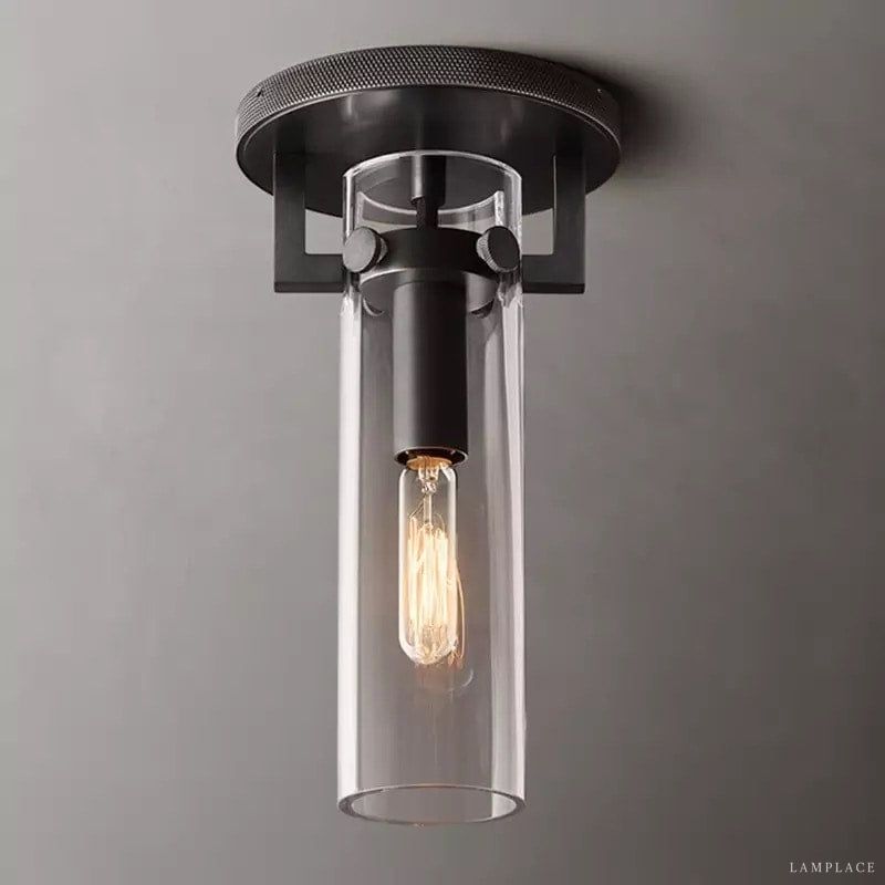 Machinist Glass Cylinder Flush Mount