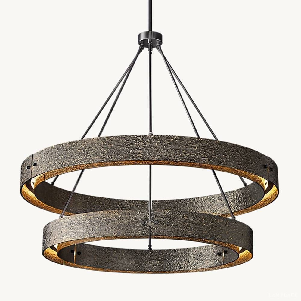 Vouvray Etched Metal Two-Tier Round Chandelier 72"
