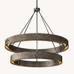 Vouvray Etched Metal Two-Tier Round Chandelier 72"